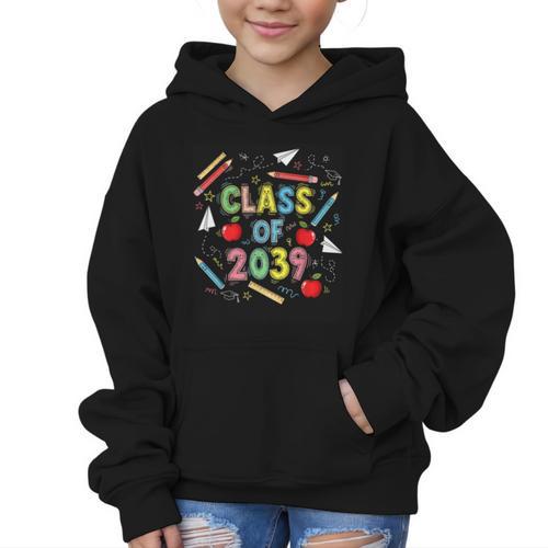 Graduation Class Of 2039 Groow With Me Senior Back To School Graphic Kid Hoodie - Savourry