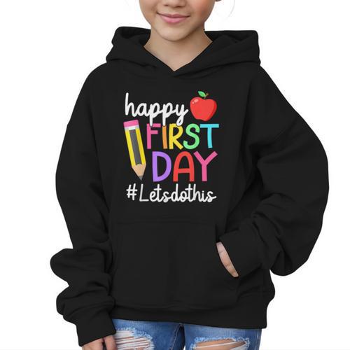 Happy First Day Let's Do This Welcome Back To School Tie Dye Graphic Kid Hoodie - Savourry