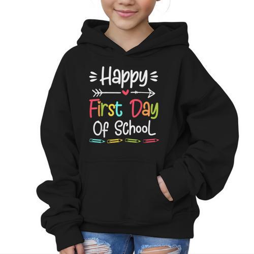 Happy First Day Of School Back To School Kids Students Graphic Kid Hoodie - Savourry