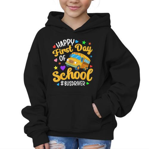 Happy First Day Of School Bus Driver Back To School Graphic Kid Hoodie - Savourry