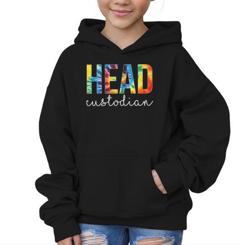 Head Custodian Women Tie Dye Back To School Appreciation Day Graphic Kid Hoodie - Savourry