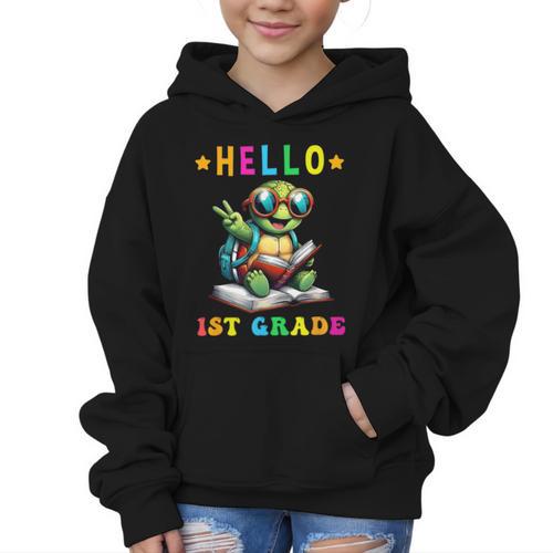 Hello 1st Grade Turtle Lovers Back To School Kids Boys Girls Graphic Kid Hoodie - Savourry