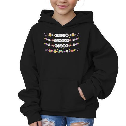 Hello Fourth Grade Friendship Bracelets Back To School Kids Graphic Kid Hoodie - Savourry