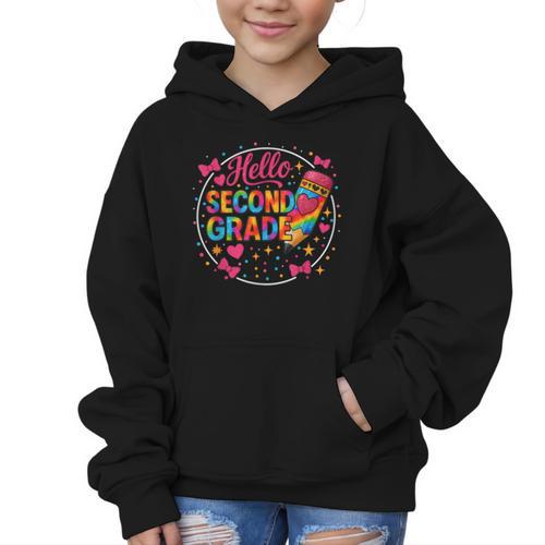 Hello Second Grade Tie Dye Pencil Back To School 2nd Grade Graphic Kid Hoodie - Savourry
