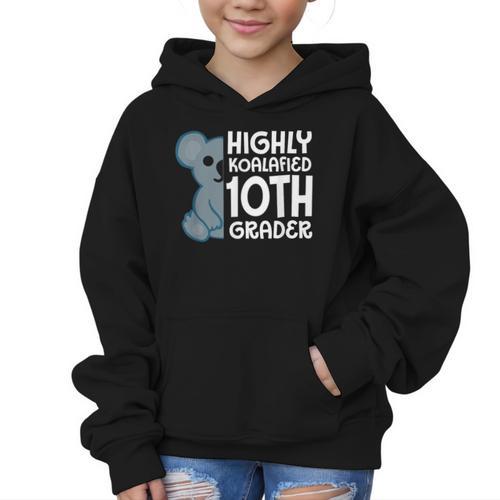 Highly Koalafied 10th Grader Koala Back To School Graphic Kid Hoodie - Savourry