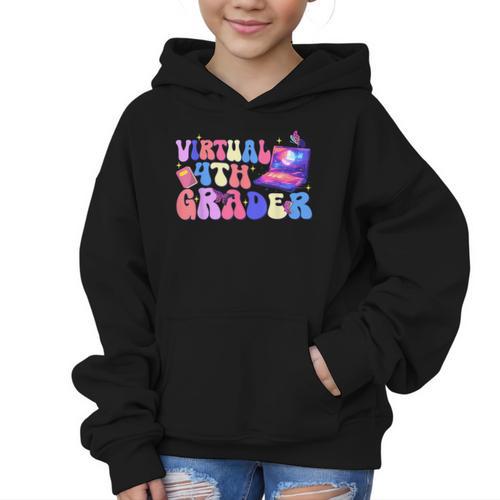 Homeschool 4th Grade Virtual 4th Grader Back To School Graphic Kid Hoodie - Savourry
