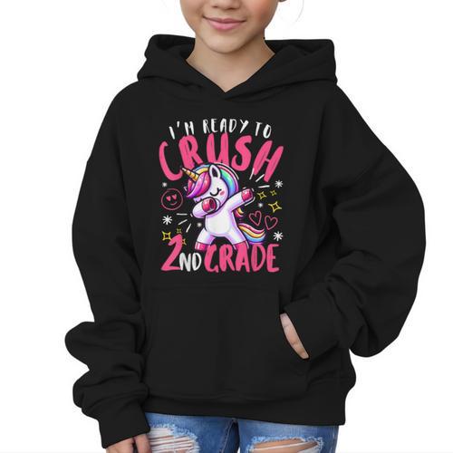 I'm Ready To Crush 2nd Grade Dabbing Unicorn Back To School Graphic Kid Hoodie - Savourry