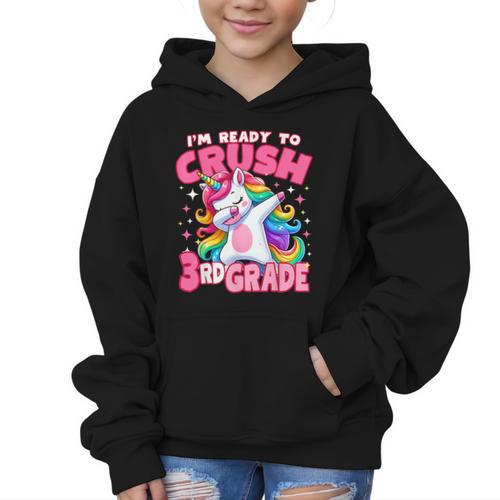 I'm Ready To Crush 3rd Grade Dabbing Unicorn Back To School Graphic Kid Hoodie - Savourry