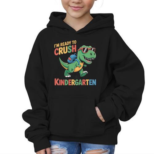 I'm Ready To Crush Kindergarten T-Rex Back To School Dino Graphic Kid Hoodie - Savourry