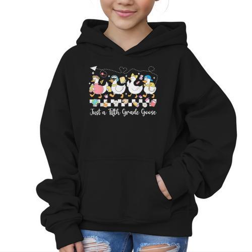 Just A Fifth Grade Goose Back To School Cute Goose 5th Grade Graphic Kid Hoodie - Savourry