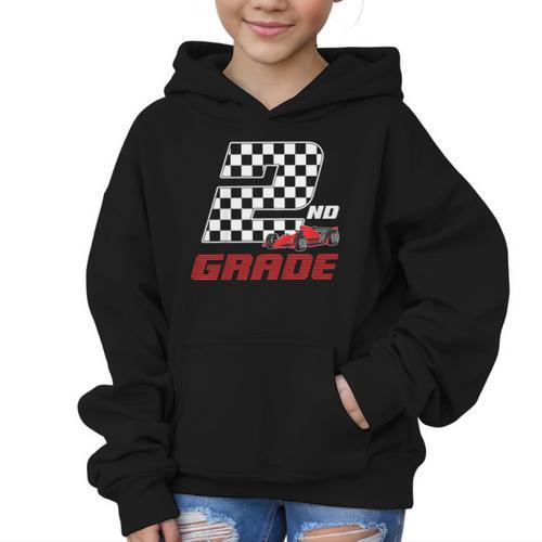 Kids Race Car 2nd Second Grade Boys Cars Lovers Back To School Graphic Kid Hoodie - Savourry