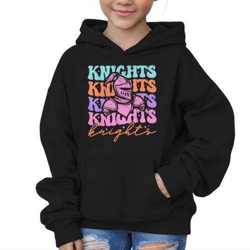 Knights Mascot Back To School Spirit Sports Men Women Groovy Graphic Kid Hoodie - Savourry