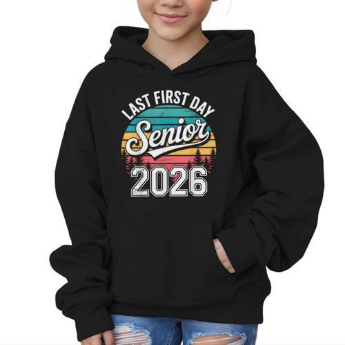 My Last First Day Senior 2026 Vintage Back To School Graphic Kid Hoodie - Savourry