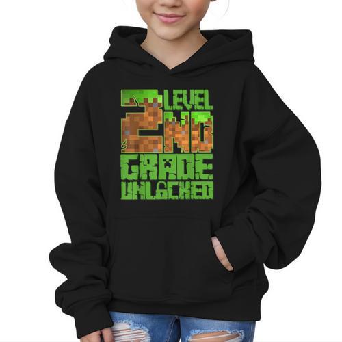 Level 2nd Grade Unlocked Game Pixel Kids Boy Back To School Graphic Kid Hoodie - Savourry