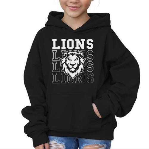 Lions School Spirit Fan Team Back To School Graphic Kid Hoodie - Savourry