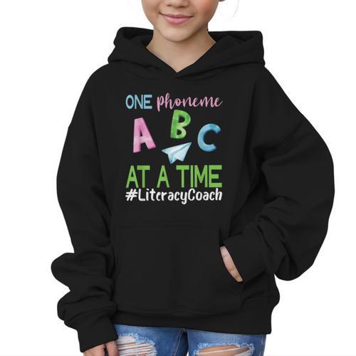 Literacy Coach Phoneme ABC Appreciation Back To School Graphic Kid Hoodie - Savourry