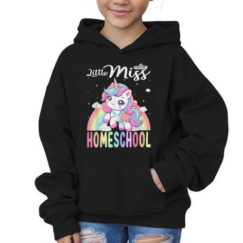 Little Miss Homeschool Back To School Girls Homeschool Graphic Kid Hoodie - Savourry