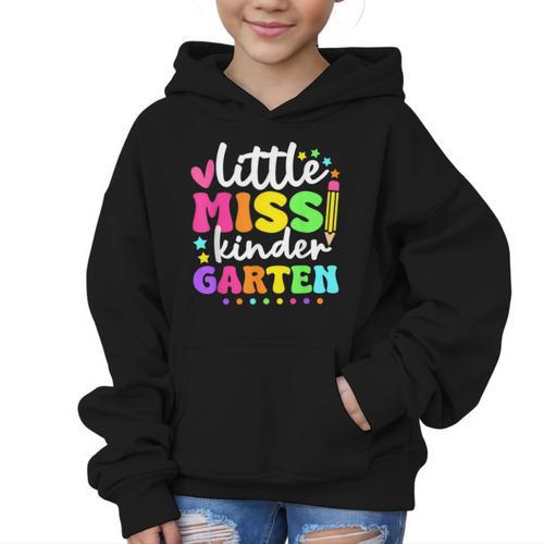 Little Miss Kindergarten Kids Girls Pencil Back To School Graphic Kid Hoodie - Savourry