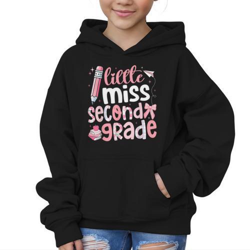 Little Miss Second Grade Back To School 2nd Grader Student Graphic Kid Hoodie - Savourry