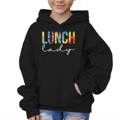 Lunch Lady For Work Tie Dye Back To School Appreciation Day Graphic Kid Hoodie - Savourry