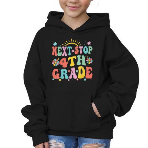 Next Stop 4th Grade Graduation To Forth Grade Back To School Graphic Kid Hoodie - Savourry