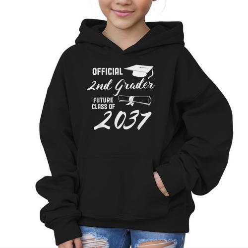 Official 2nd Grader Future Class Of 2037 Back To School Graphic Kid Hoodie - Savourry