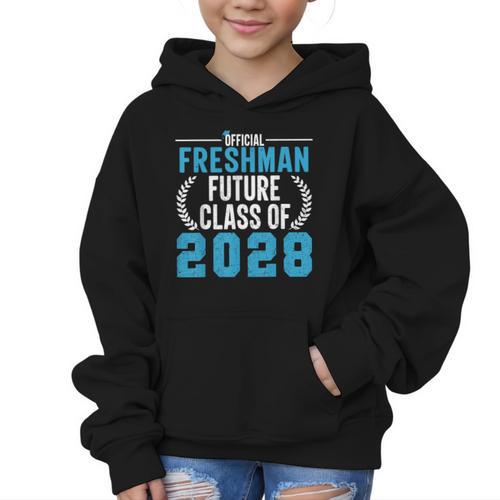 Official Freshman Future Class Of 2028 Back To School Graphic Kid Hoodie - Savourry