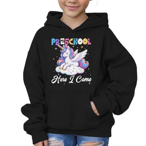 Preschool Here I Come Unicorn Back To School Girl Student Graphic Kid Hoodie - Savourry
