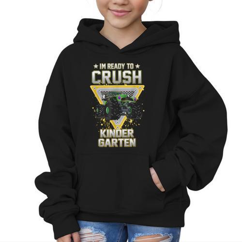 Ready To Crush Kindergarten Monster Truck Boy Back To School Graphic Kid Hoodie - Savourry