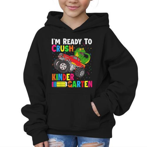 Ready To Crush Kindergarten T-Rex Back To School Boys Graphic Kid Hoodie - Savourry