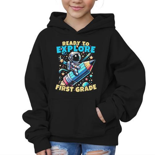 Ready To Explore 1st Grade Kids Astronaut Back To School Graphic Kid Hoodie - Savourry