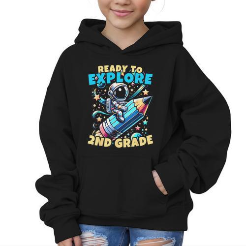 Ready To Explore 2nd Grade Kids Astronaut Back To School Graphic Kid Hoodie - Savourry
