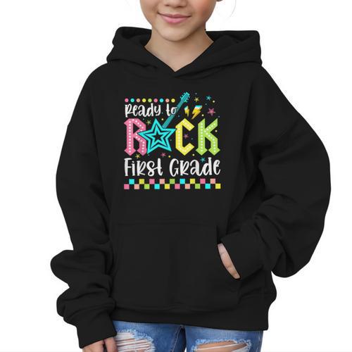Ready To Rock First Grade Back To School 1st Grade Boys Kids Graphic Kid Hoodie - Savourry