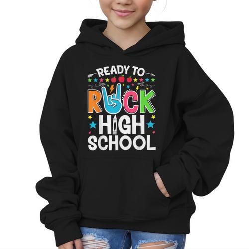 Ready To Rock High School First Day Back To School Graphic Kid Hoodie - Savourry