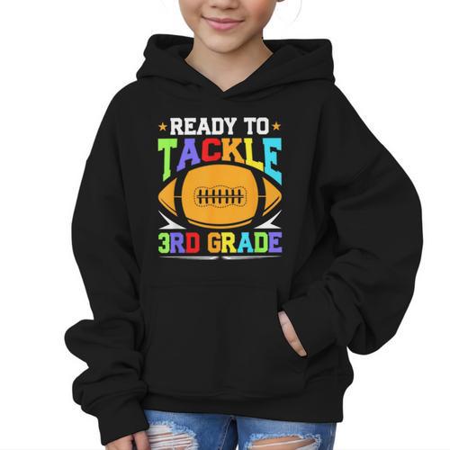 Ready To Tackle 3rd Grade Back To School Kids Football Graphic Kid Hoodie - Savourry