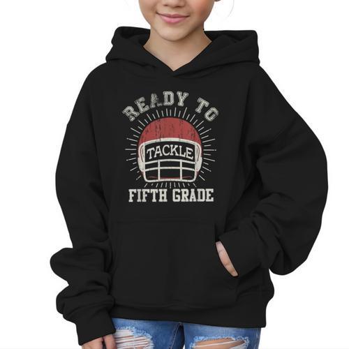 Ready To Tackle 5th Grade Back To School Football Graphic Kid Hoodie - Savourry