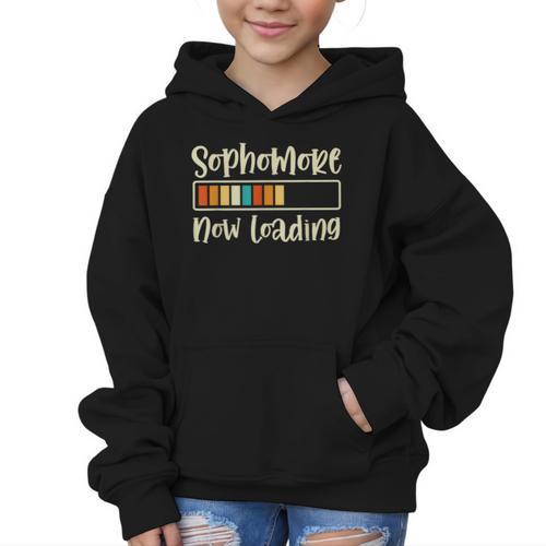 Retro Sophomore Now Loading 2028 High School Back To School Graphic Kid Hoodie - Savourry