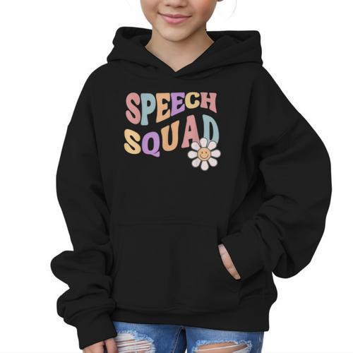 Retro Speech Squad Back To School Speech Therapist SLP Graphic Kid Hoodie - Savourry