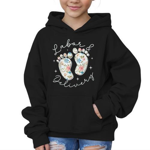 Retro Wildflowers Labor And Delivery Nurse Back To School Graphic Kid Hoodie - Savourry