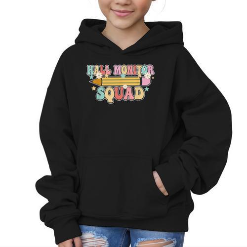 School Hall Monitor Squad Cool Retro Back To School Team Graphic Kid Hoodie - Savourry