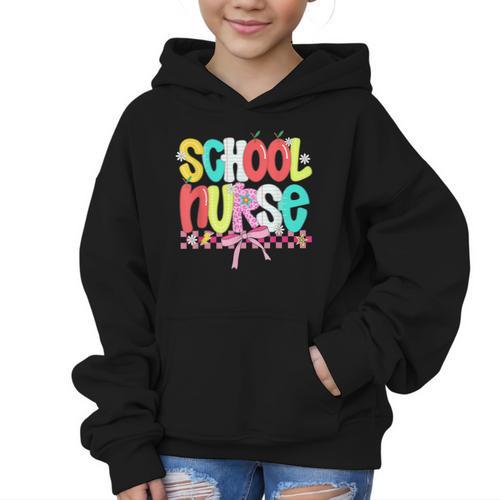 School Nurse Appreciation Day Coquette Bow Back To School Graphic Kid Hoodie - Savourry