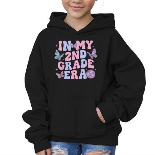 In My Second 2nd Grade Era Groovy Back To School Students Graphic Kid Hoodie - Savourry