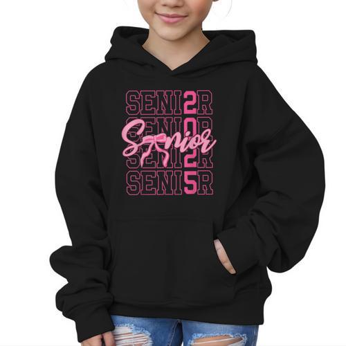 Senior 2025 Coquette Pink Bow Class Of 2025 Back To School Graphic Kid Hoodie - Savourry
