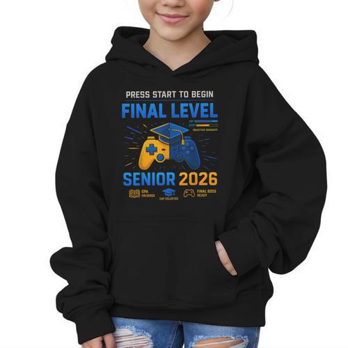 Senior Class Of 2026 Back To School Gamer Senior 2026 Graphic Kid Hoodie - Savourry