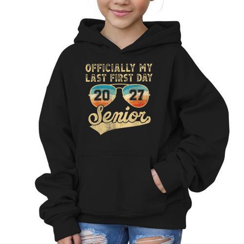 Senior Class Of 2027 Back To School Last First Day Of School Graphic Kid Hoodie - Savourry
