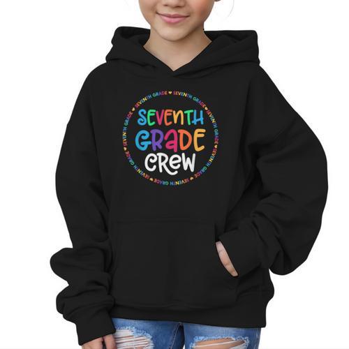 Seventh Grade Crew Back To School Matching Tee For 7th Grade Graphic Kid Hoodie - Savourry