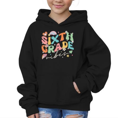 Sixth Grade Vibes 6th Grade Team Groovy Back To School Graphic Kid Hoodie - Savourry