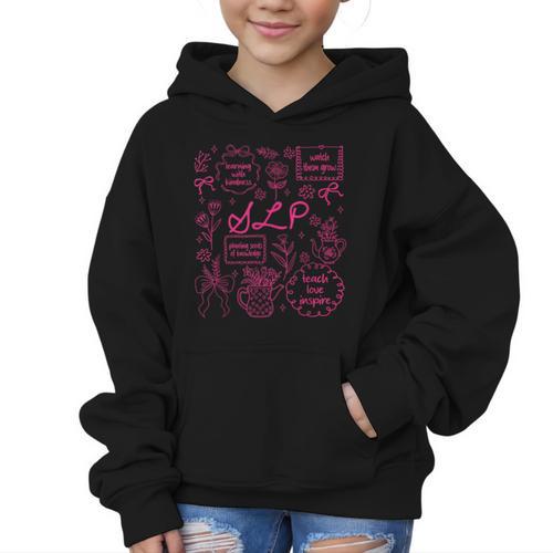 SLP Love Inspire Teach Pink Bow Back To School Graphic Kid Hoodie - Savourry