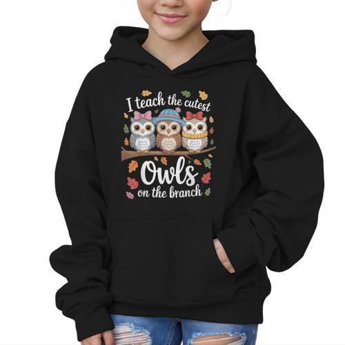 Teaching Owls On The Branch Back To School Graphic Kid Hoodie - Savourry