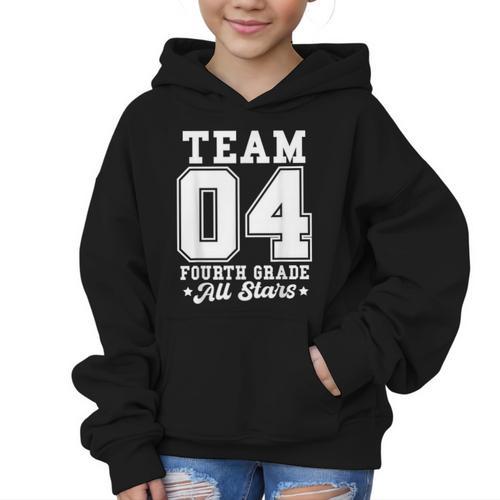 Team 4th Grade All-Stars Back To School Sports Jersey Graphic Kid Hoodie - Savourry